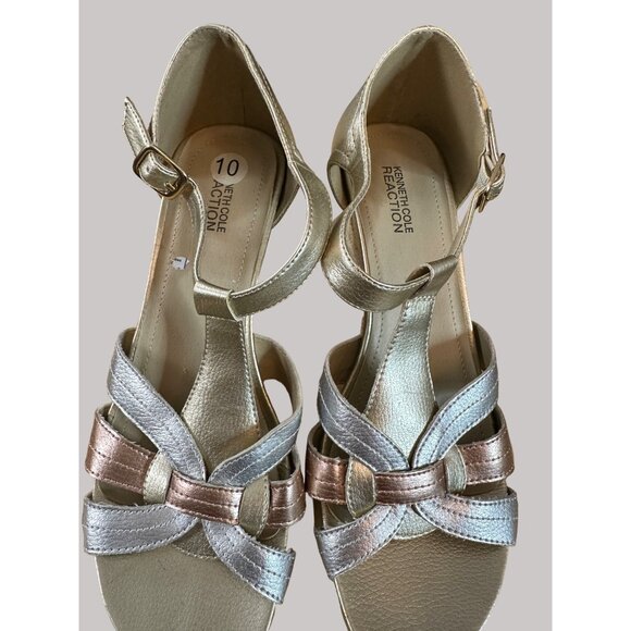 AK Klein Sports Womens Metallic Wedge Sandals Size 10 - Picture 6 of 14